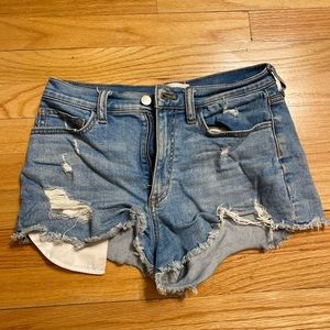 PINK Ripped Blue Jean Denim Shorts